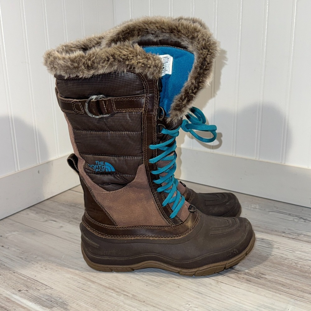 The North‎ Face Brown Faux Fur Snow Boots Primaloft Womens Size 6